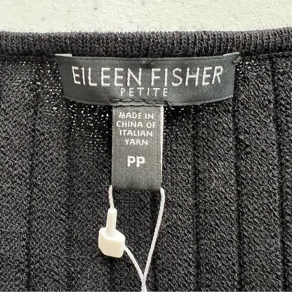 Eileen Fisher Washable Wool Ribbed Pleated Dress Black Size PP NEW - Picture 8 of 12
